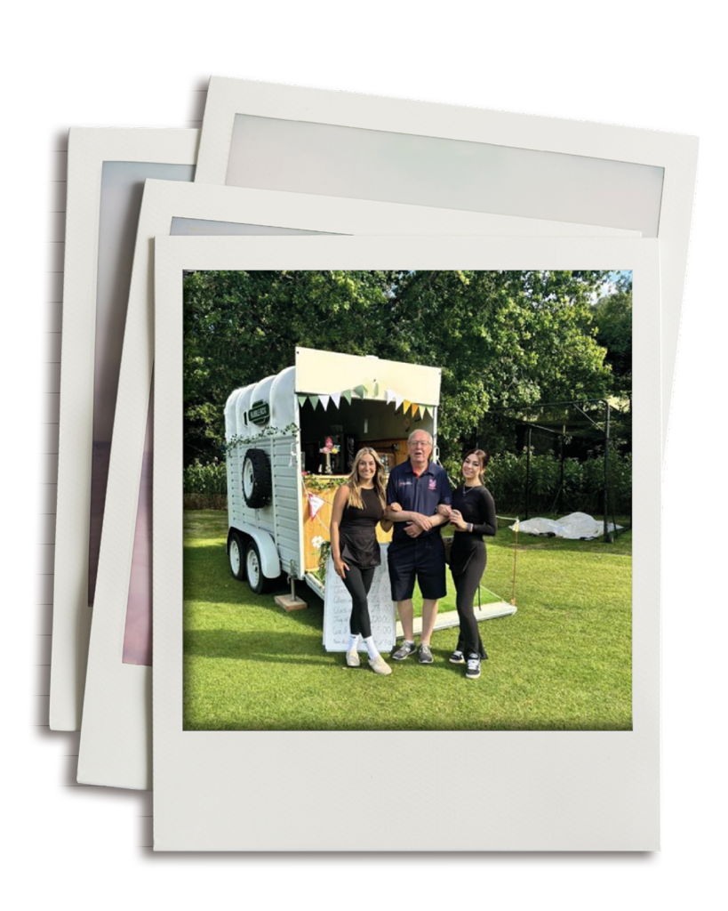 Photo montage of Bath Bubble Box bar, a renovated horsebox bar for hire in Bath.